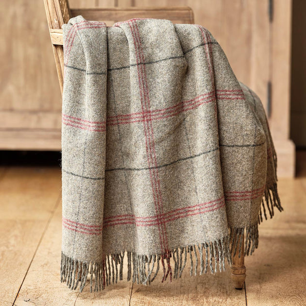 Grey Tartan Shetland Wool Throw