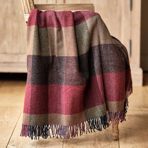 Mulberry Harlequin Shetland Wool Throw