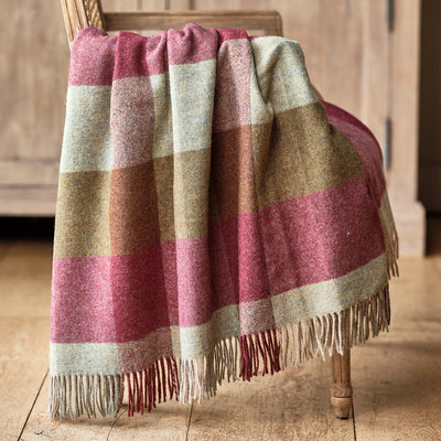 Damson Sage Harlequin Shetland Wool Throw