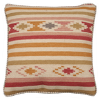 Saffron Stripe Kilim Cushion - Olive