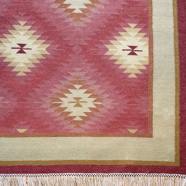 Hand-woven Wool Kilim - Indian Red Shimla