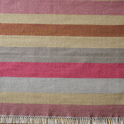 Sample  Hand-woven Wool Kilim - Smokey Blue Wide Stripe - Small