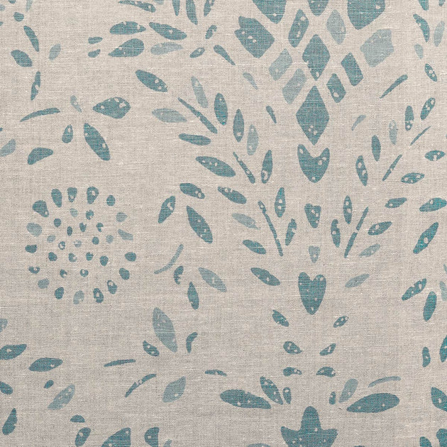 Hand-printed Large Summer Blue Maja Linen - 348L