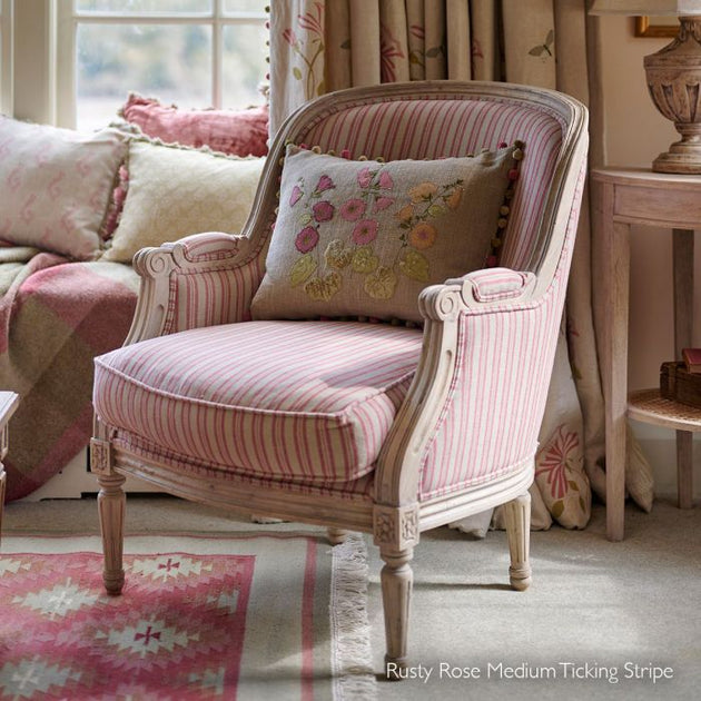 Ex-Display - Small Library Chair in Rusty Rose Medium Ticking Stripe