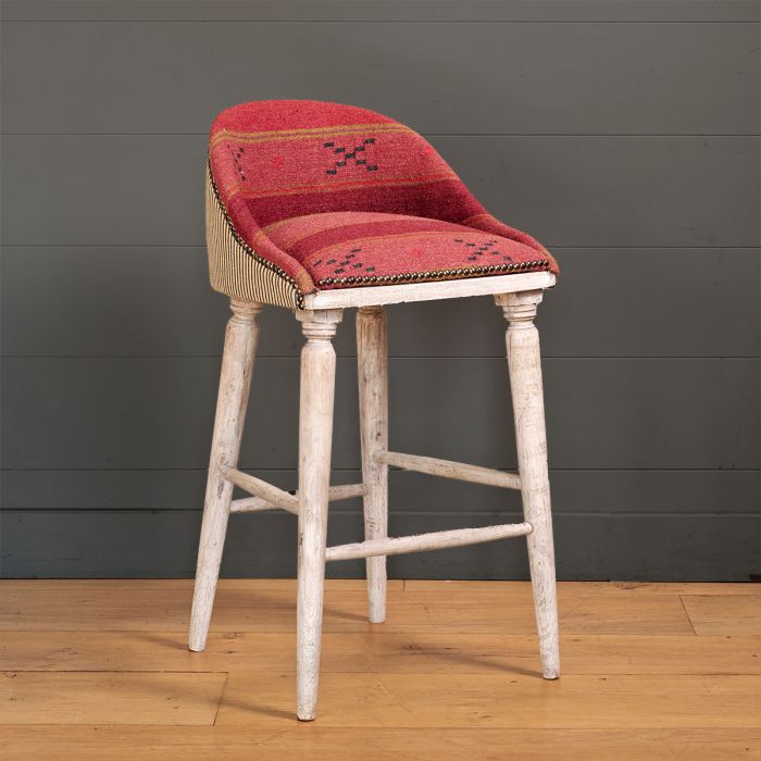 Jaisalmer Stripe Kilim Upholstered Bar Stool | Susie Watson Designs