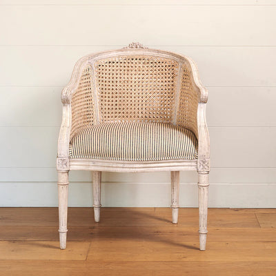 Charcoal Dimity Stripe Caned Arun Chair