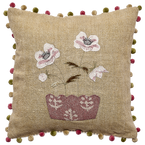 Anemones in Pot Rustic Linen Cushion
