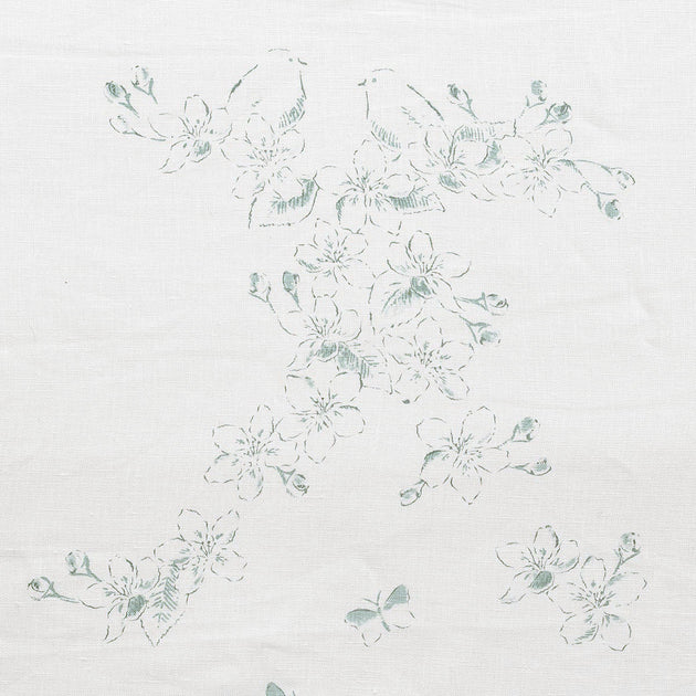 Large Returnable Sample of Smokey Blue Apple Blossom Toile Linen