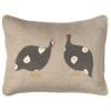 Applique Guinea Fowl Pair Rustic Linen Cushion