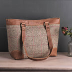 Grey Red Check Tweed Bag