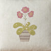 Embroidered Rose Auricula Cotton Cushion