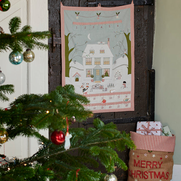 Hand-embroidered Christmas House Advent Calendar