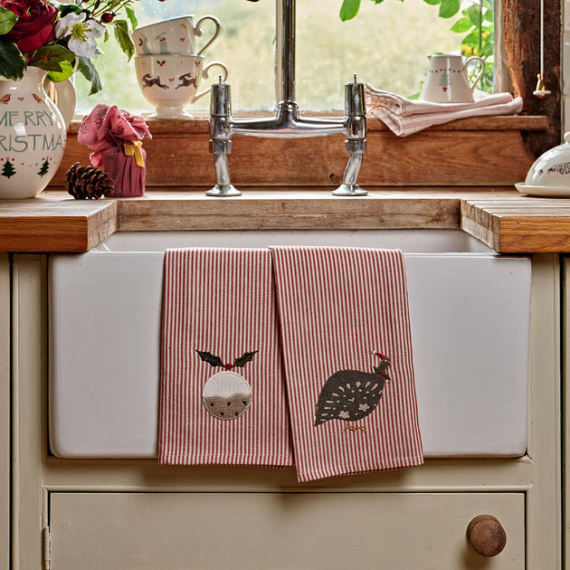 Christmas Guinea Fowl Tea Towel