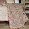 Large Dusky Pink Sacha Rustic Linen Throw with Tassels