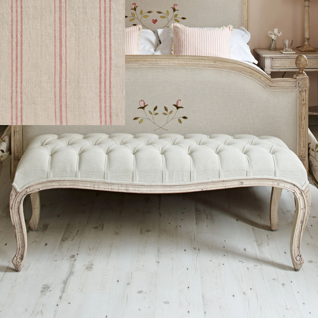 Red Hartford Stripe Bed End Stool