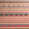 Carved Rectangular Wool Kilim Footstool