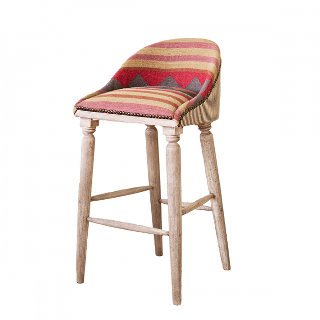 Biarritz Kilim Upholstered Bar Stool