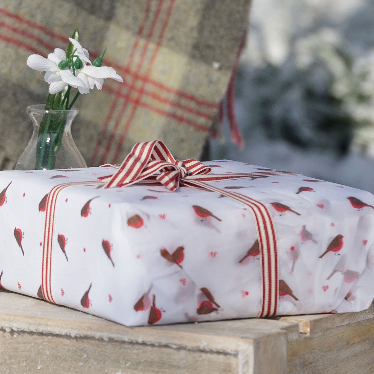 Red &amp; White Stripe Cotton Ribbon