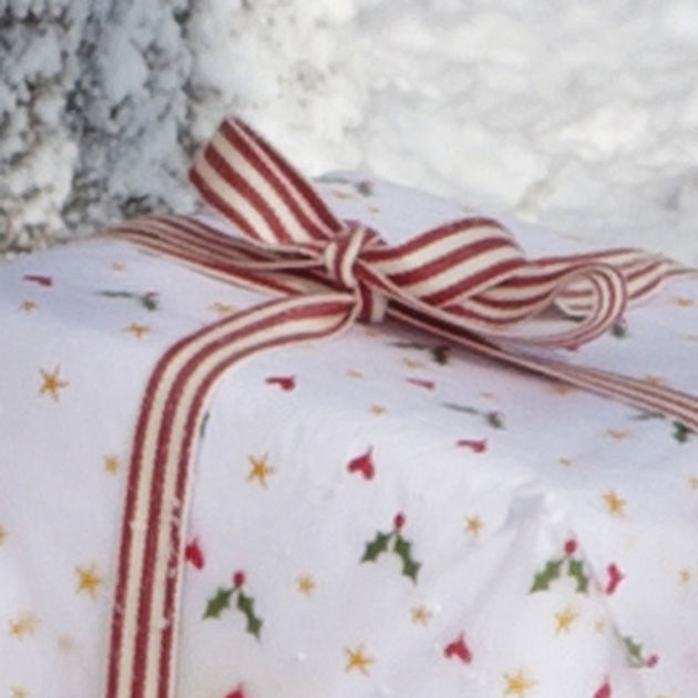 Red & White Stripe Cotton Ribbon
