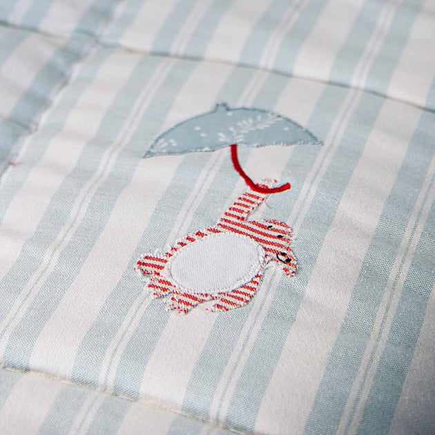 Duck Egg Stripe Floating Cotton Quilt - Single