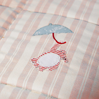 Pink Stripe Floating Cotton Quilt - Single