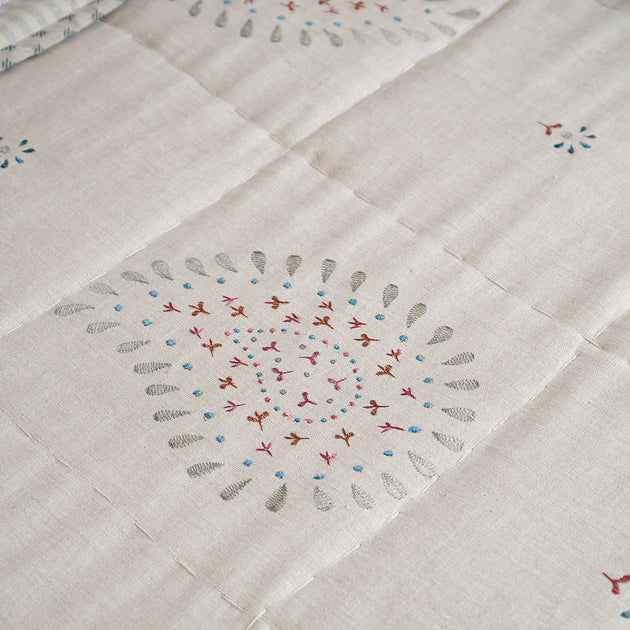 Smokey Blue Embroidered Malathi Quilt – Super King