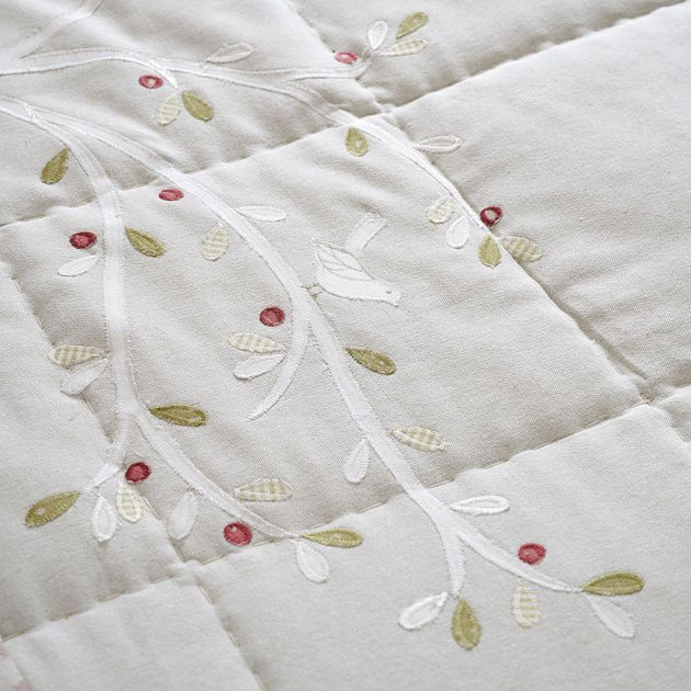 Grey Olive Tree Cotton Quilt - Super King