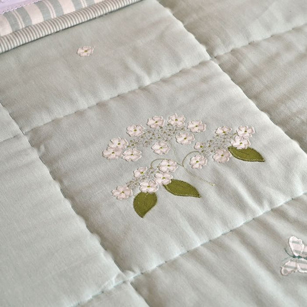 Duck Egg Hydrangea Cotton Quilt - Single