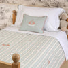 Duck Egg Stripe Bird & Boat Quilt - Single