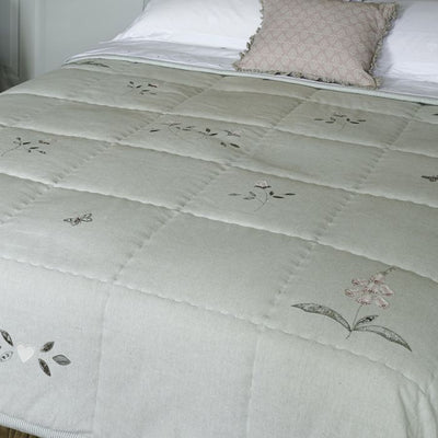 Rose &amp; Foxglove Sea Blue Cotton Quilt - Super King