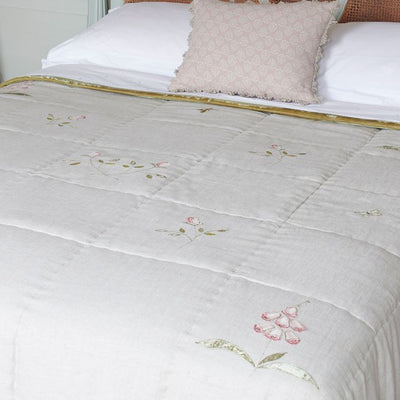 Ex Display Rose &amp; Foxglove Linen Quilt - King Size