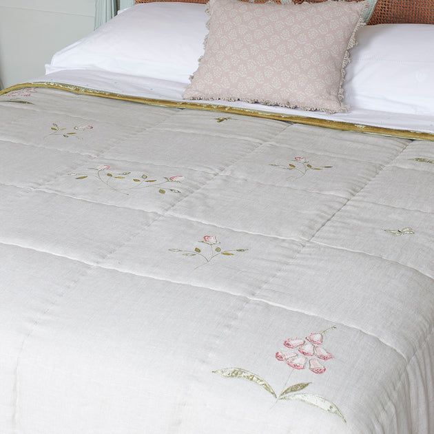 Ex-Display Rose & Foxglove Linen Quilt – Super King