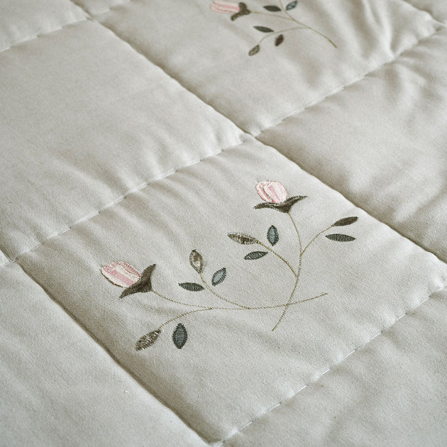 Rose & Foxglove Sea Blue Cotton Quilt - King Size