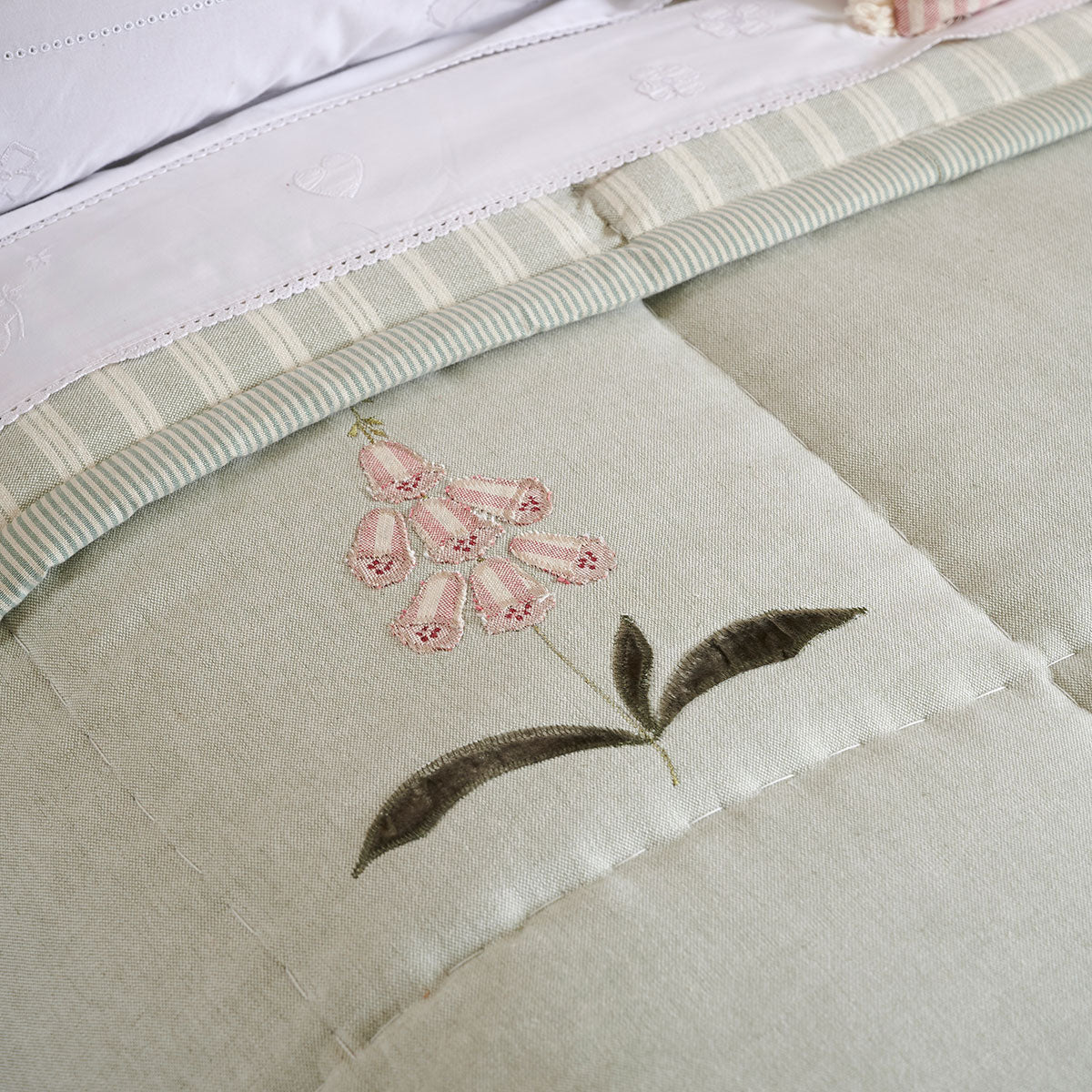 Rose &amp; Foxglove Sea Blue Cotton Quilt