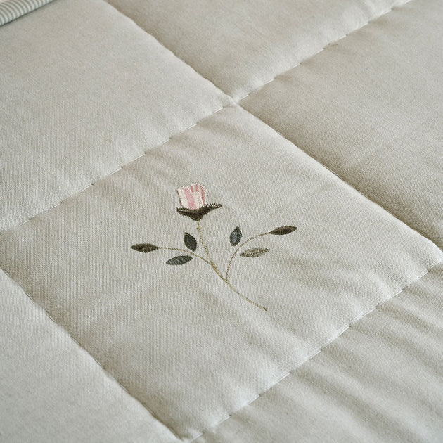 Rose & Foxglove Sea Blue Cotton Quilt - King Size