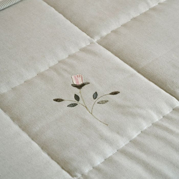 Rose & Foxglove Sea Blue Cotton Quilt - Super King