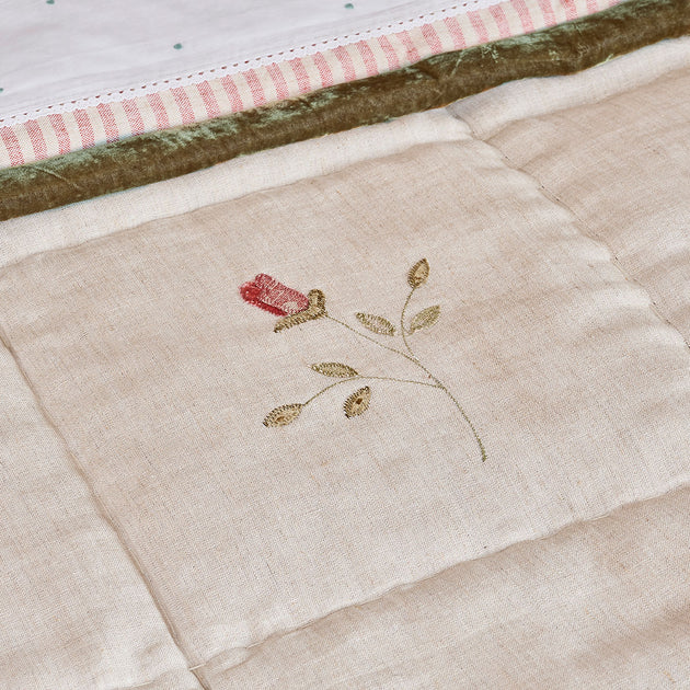 Rose & Foxglove Rustic Linen Quilt - King Size