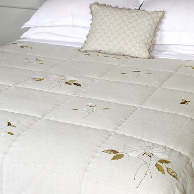 Grey Rose Cotton Quilt - Super King