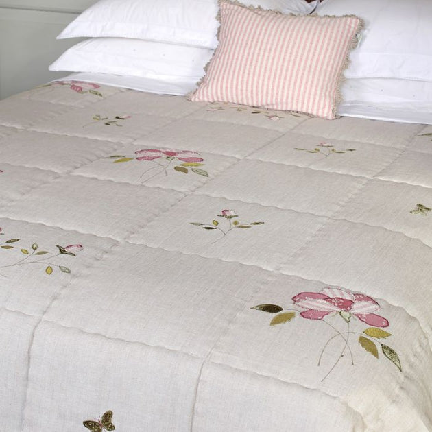 Rose Rustic Linen Quilt Super King