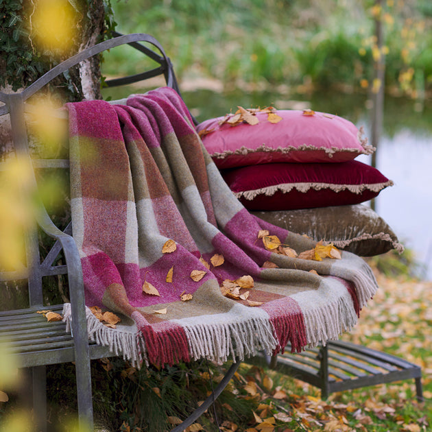 Damson Sage Harlequin Shetland Wool Throw