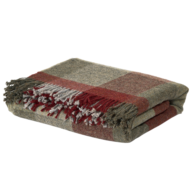 Grey Russet Harlequin Shetland Wool Throw