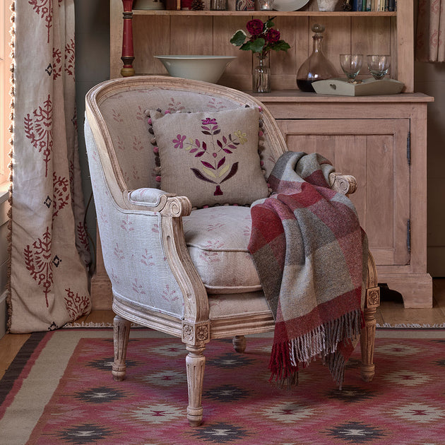 Grey Russet Harlequin Shetland Wool Throw