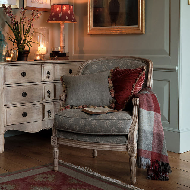 Grey Russet Harlequin Shetland Wool Throw