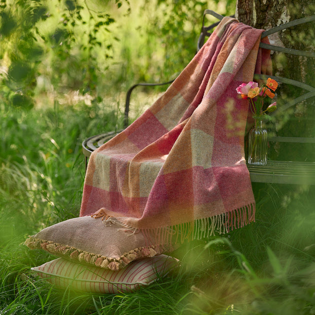 Rose Saffron Harlequin Shetland Wool Throw