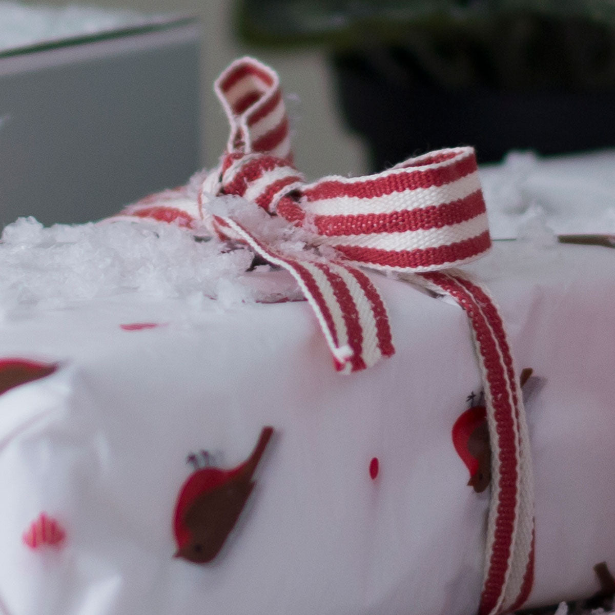 Red &amp; White Stripe Cotton Ribbon