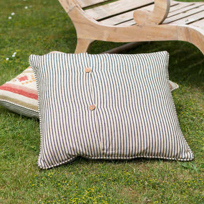 Saffron Stripe Kilim Cushion - Olive