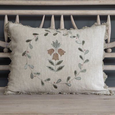 Smokey Blue Fritillary Rustic Linen Cushion