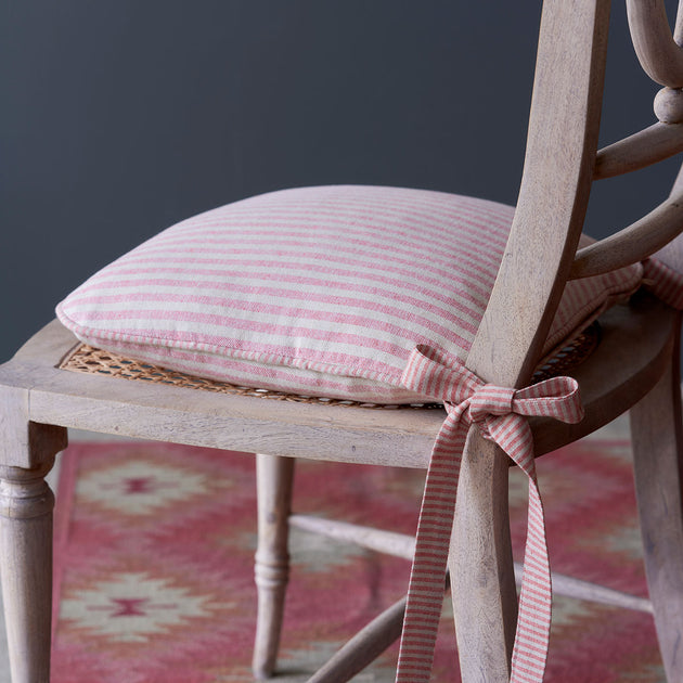 Red Natural Stripe Chair Cushion