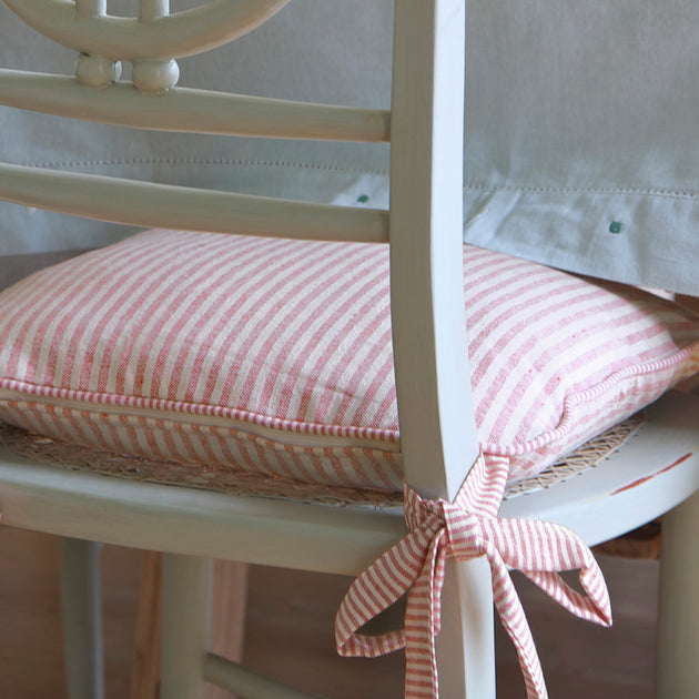 Red Natural Stripe Chair Cushion