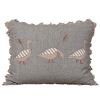 Embroidered Blue Geese Cushion